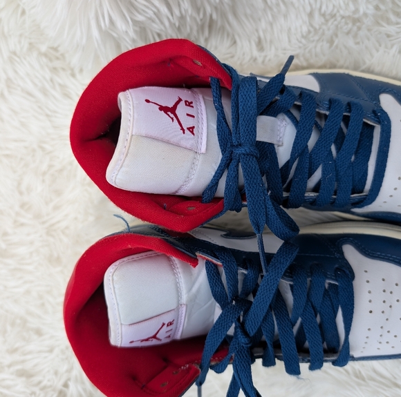 Women's Air Jordan 7 Mid Red Blue White Sneakers - Picture 2 of 7